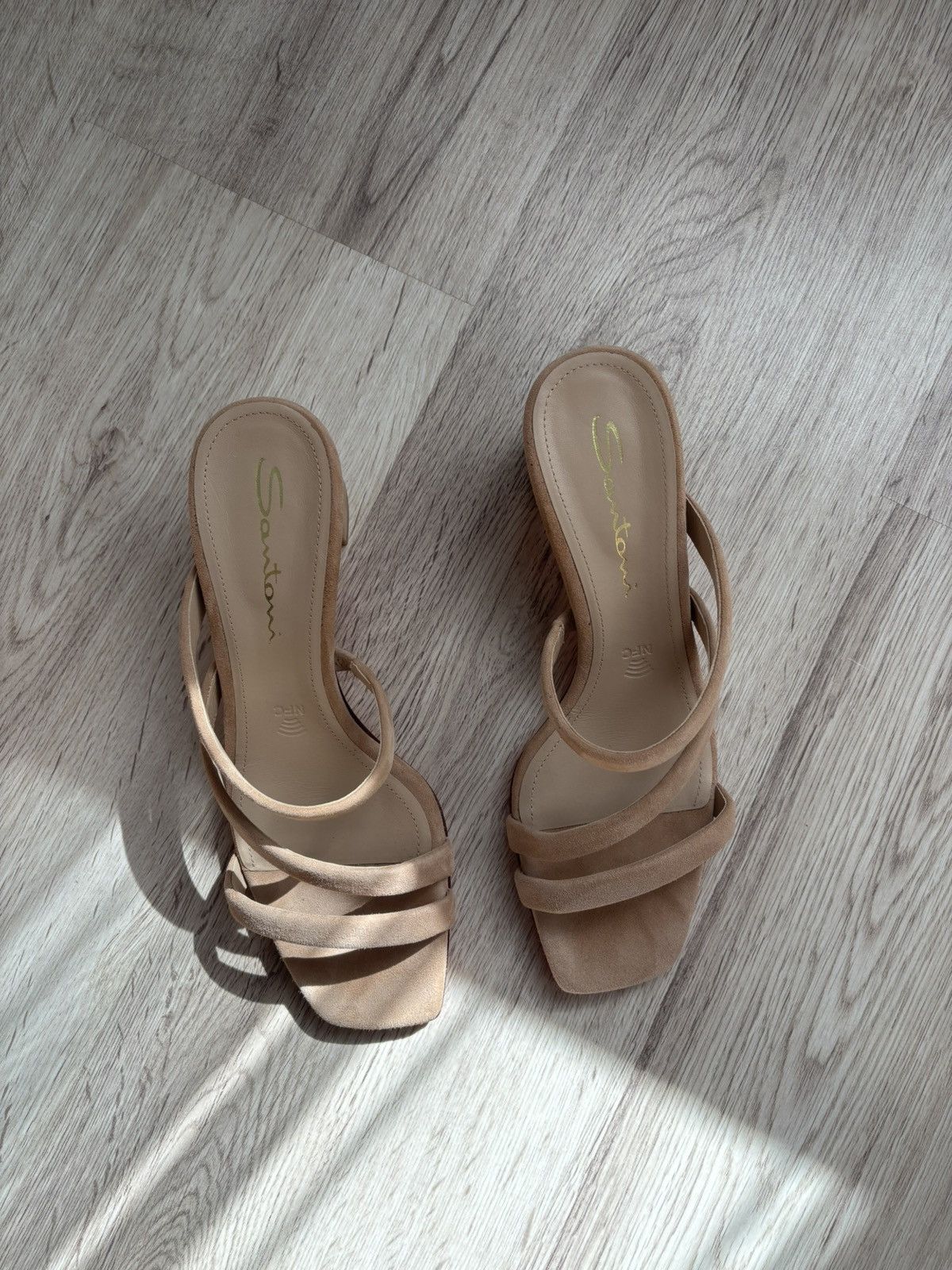 Santoni Santoni Women’s Nude Suede Strappy Sandals 38.5 IT Heel Size US 8 / IT 38 - 1 Thumbnail