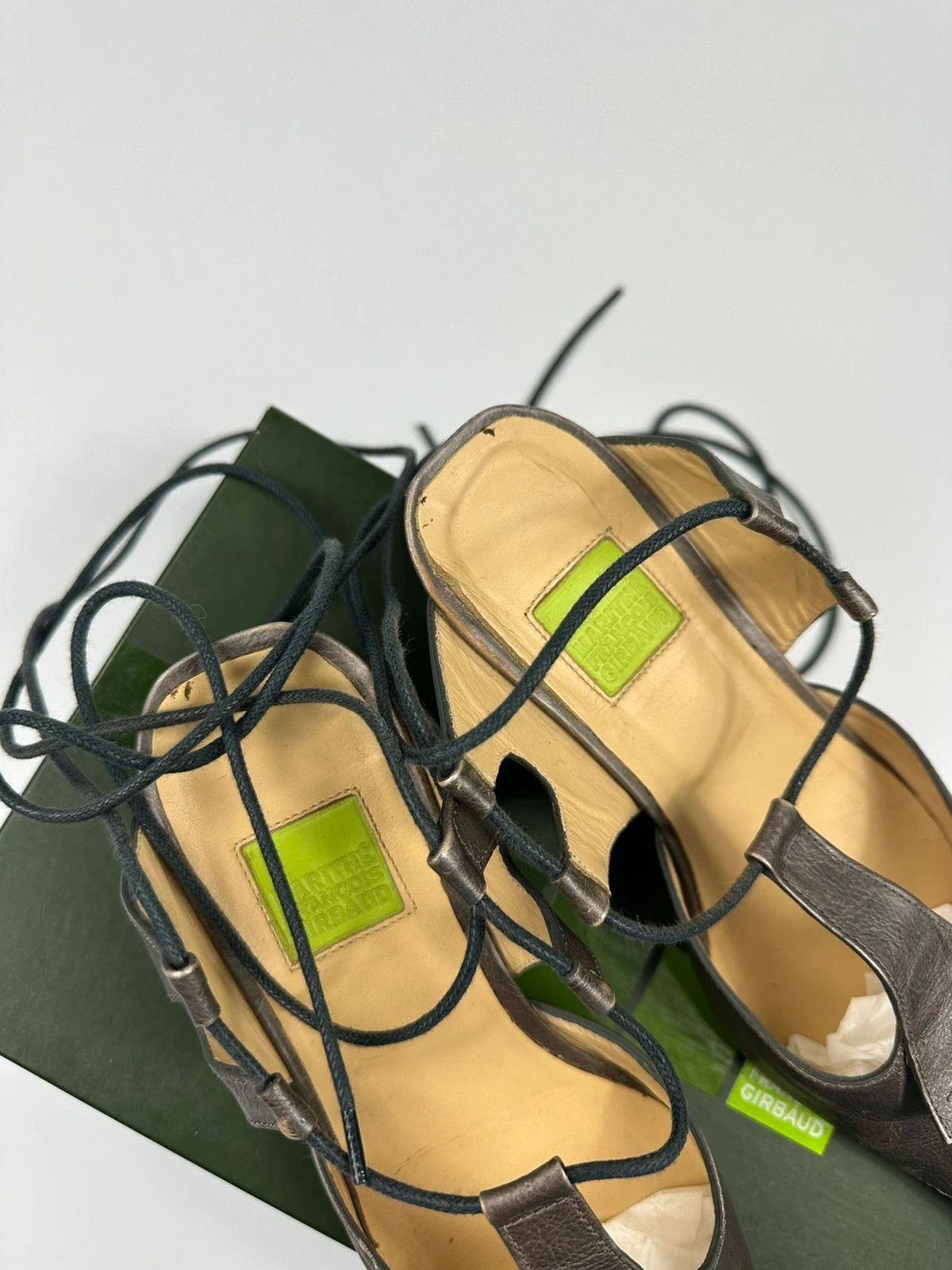 Marithe + Francois Girbaud M+FG 90’s Grey Brown Leather SlingBack Heels Size US 6 / IT 36 - 4 Thumbnail