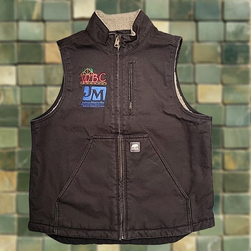 Vintage Berne Vest Mens Large Reg Black Sherpa Lined Duck Canvas Workwear Outdoors Work Size US L / EU 52-54 / 3 - 1 Thumbnail