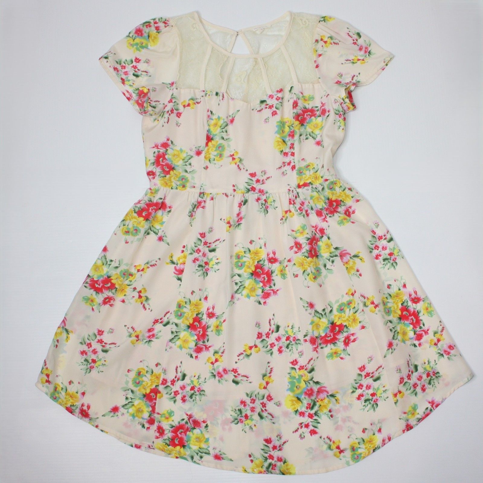 Other Under Skies Bloom for Improvement Cream Floral Print Dress Size M / US 6-8 / IT 42-44 - 12 Thumbnail