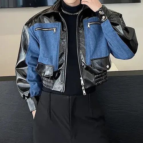 VIBE Design patchwork denim leather jacket y2k Size US L / EU 52-54 / 3 - 5 Thumbnail