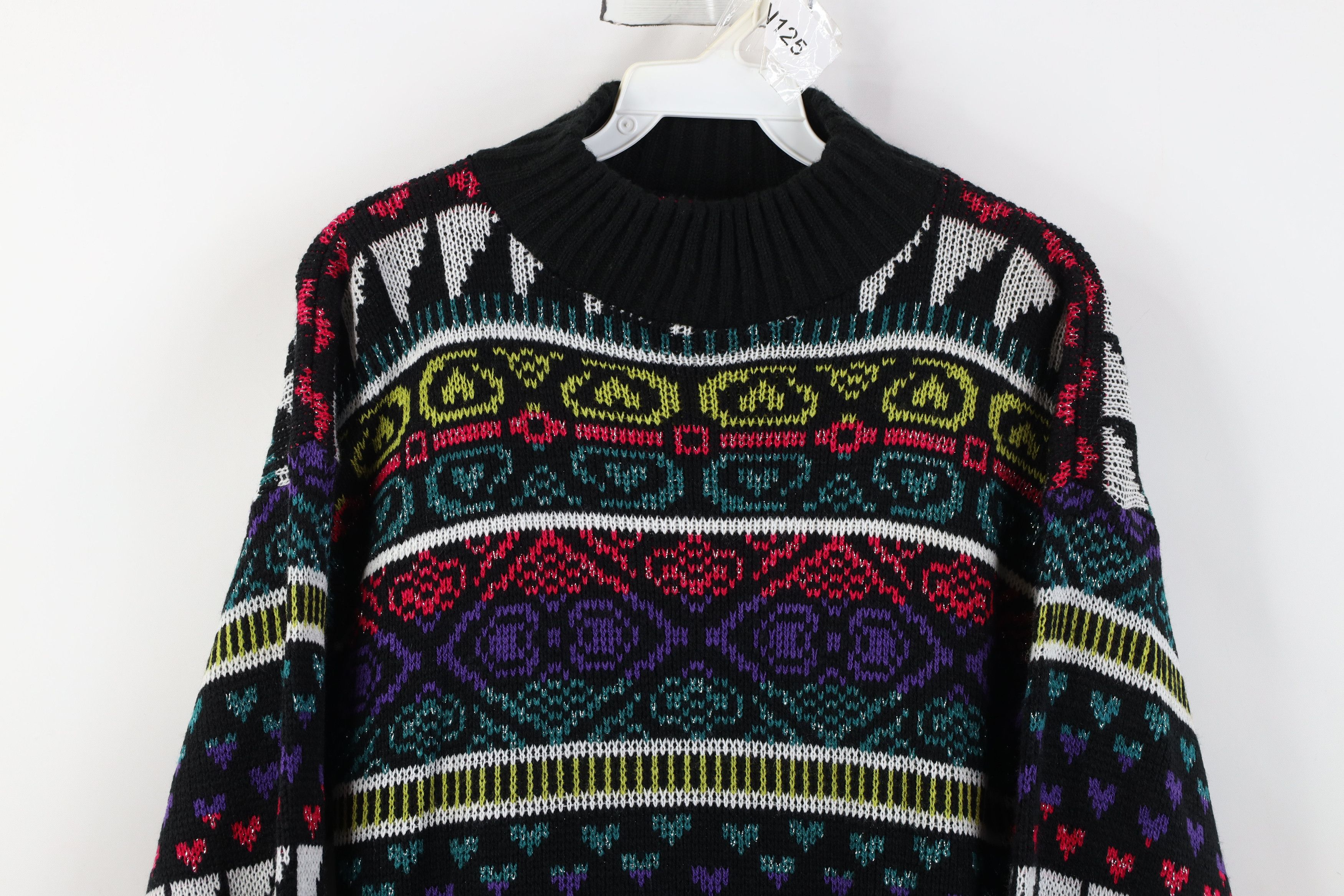 Vintage Vintage 90s Fairy Kei Kawaii Heart Mock Neck Sweater Size M / US 6-8 / IT 42-44 - 2 Thumbnail