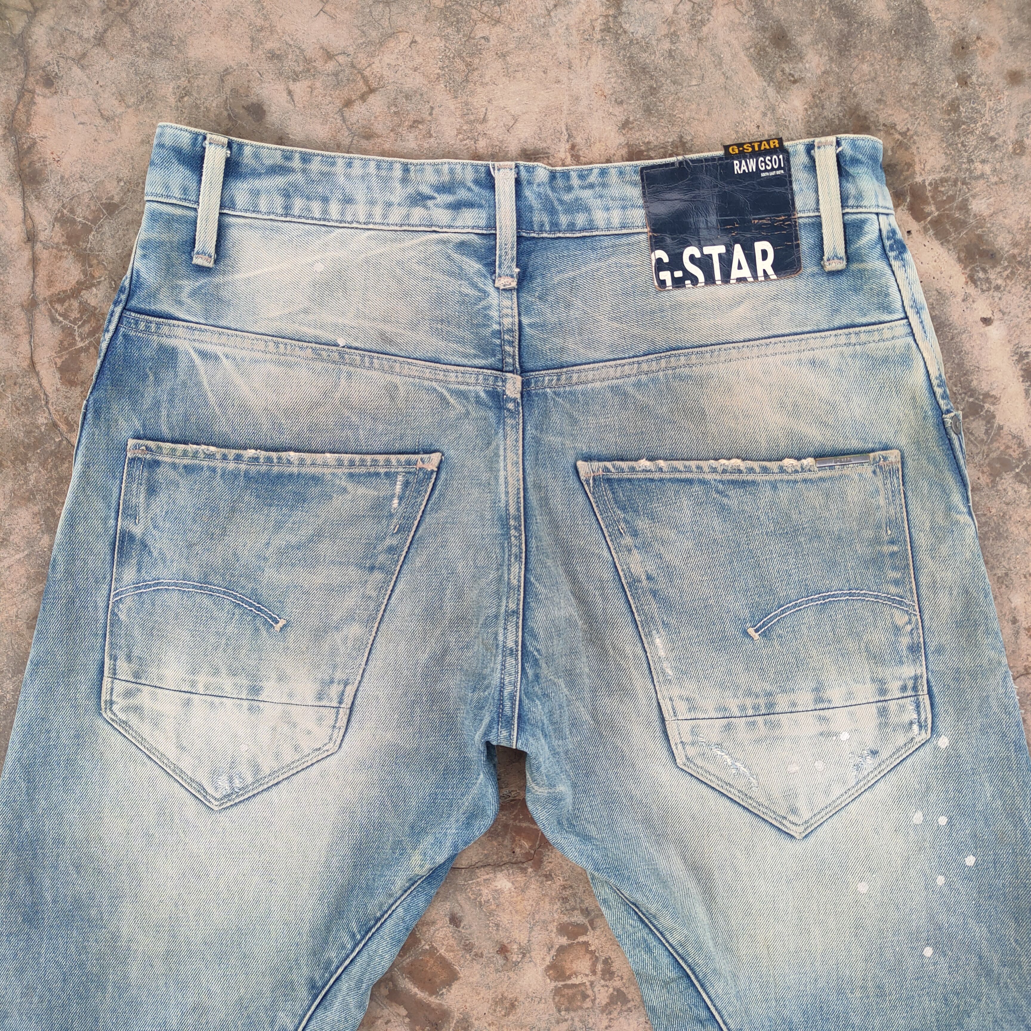 VTG GSTAR RAW FADED RUSTY MUD WASH DENIM JEANS PANTS