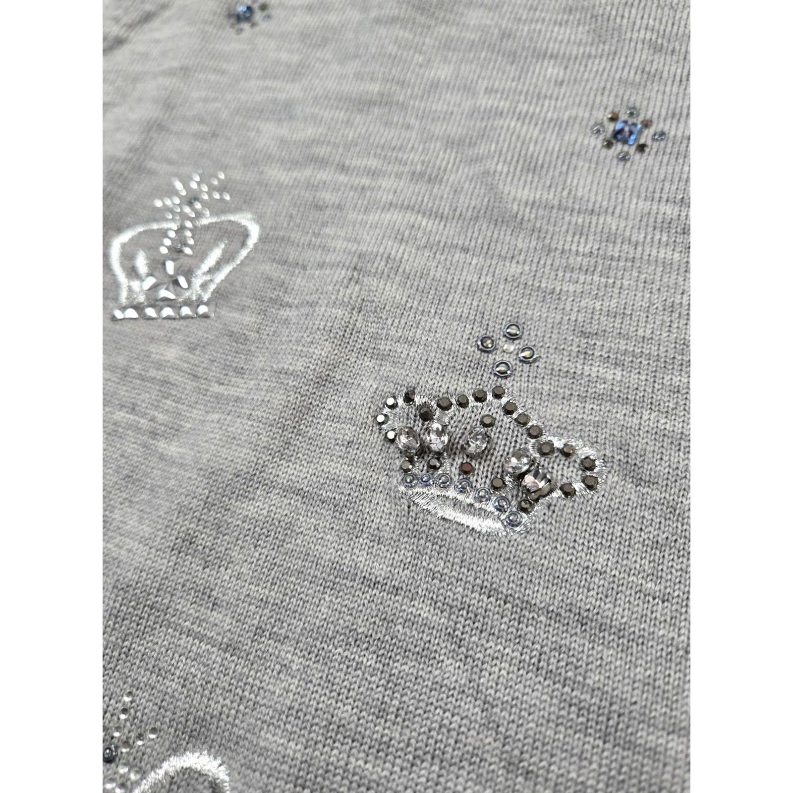 Talbots Talbots Sweater Womens Petite Small Gray Merino Wool Crown Embellished Pullover Size S / US 4 / IT 40 - 4 Thumbnail