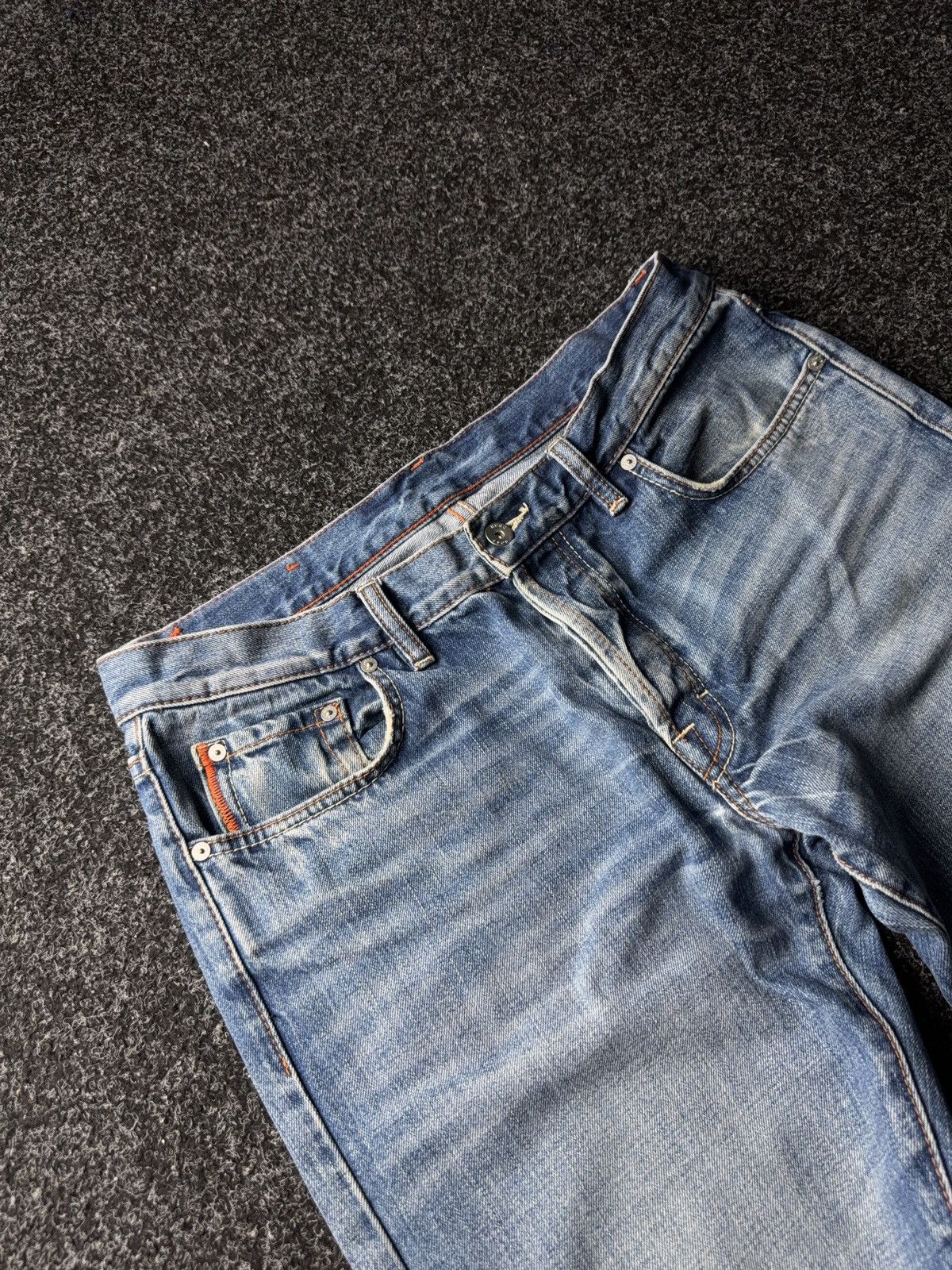 Hugo Boss Vintage 90s Y2K BOSS Orange Distressed Button Fly Jeans Size US 35 - 6 Thumbnail