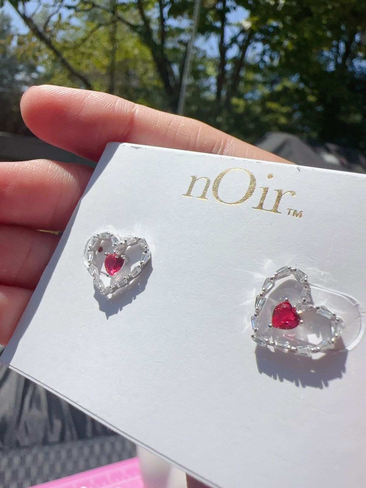 Designer Noir silver tone crystal hearts mini studs red heart earrin Size ONE SIZE - 2 Thumbnail