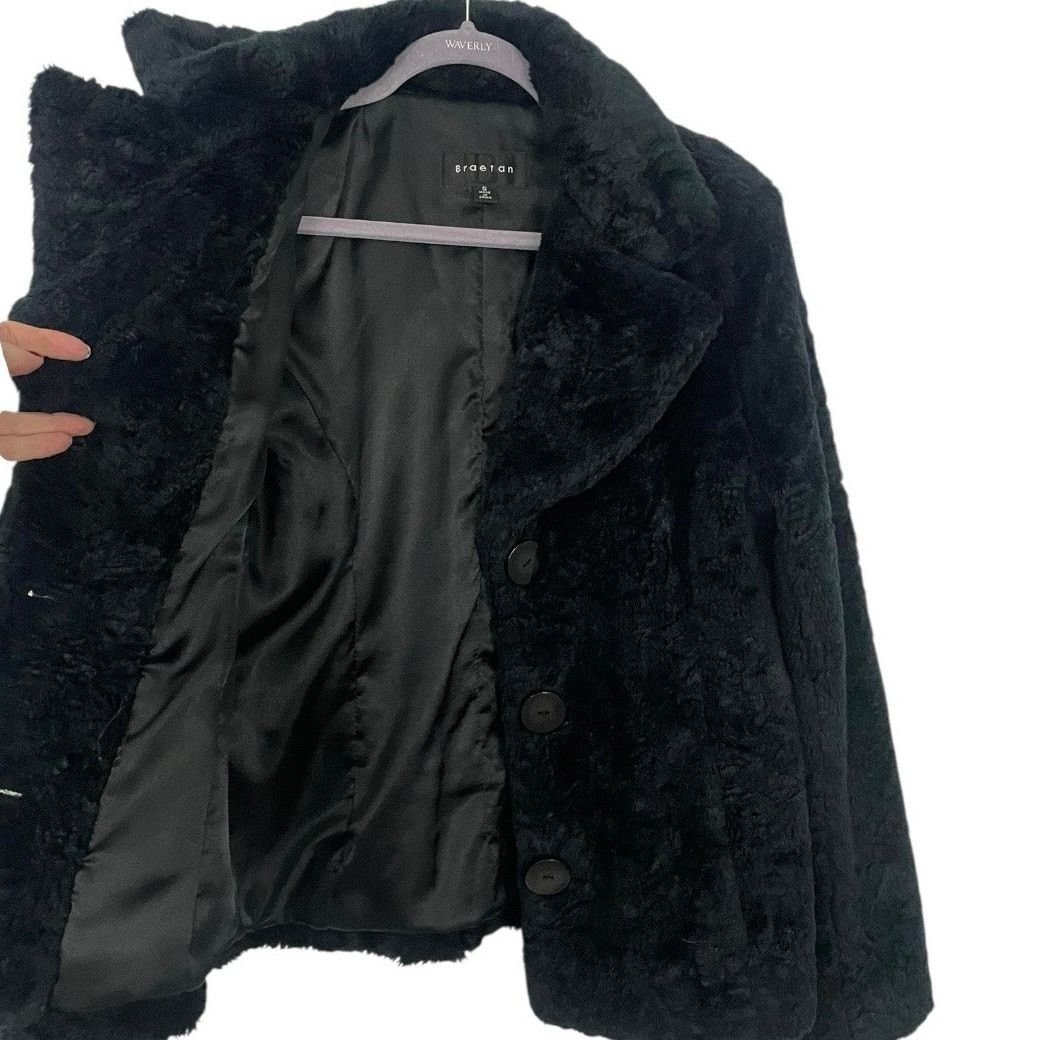 Vintage Braetan Vintage Black Fluffy Faux Fur Button Down Coat Size S / US 4 / IT 40 - 6 Thumbnail