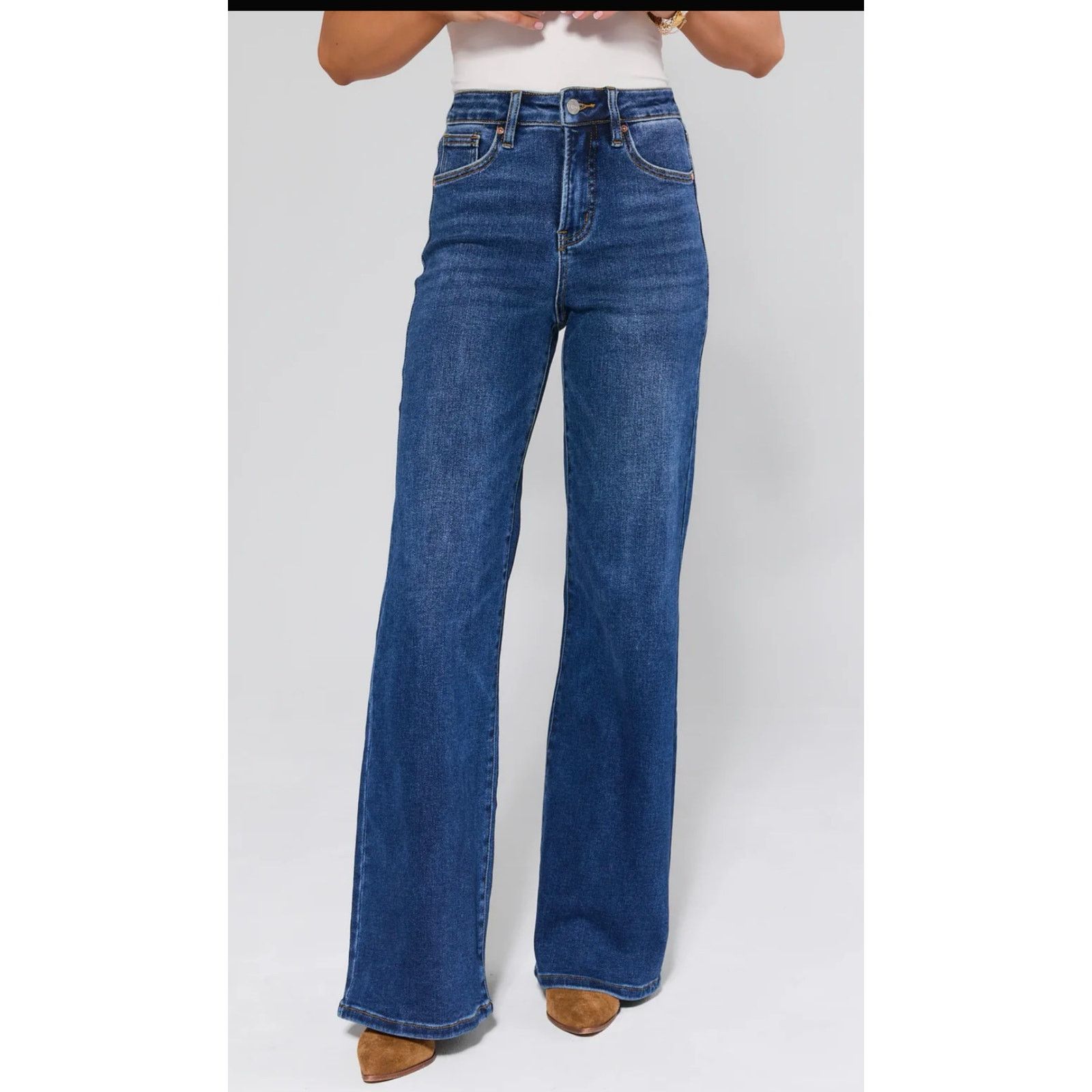 Rsq RSQ High Rise Flare Jeans Womens Size 27 Blue Stretch Denim Size 27" / US 4 / IT 40 - 1 Thumbnail