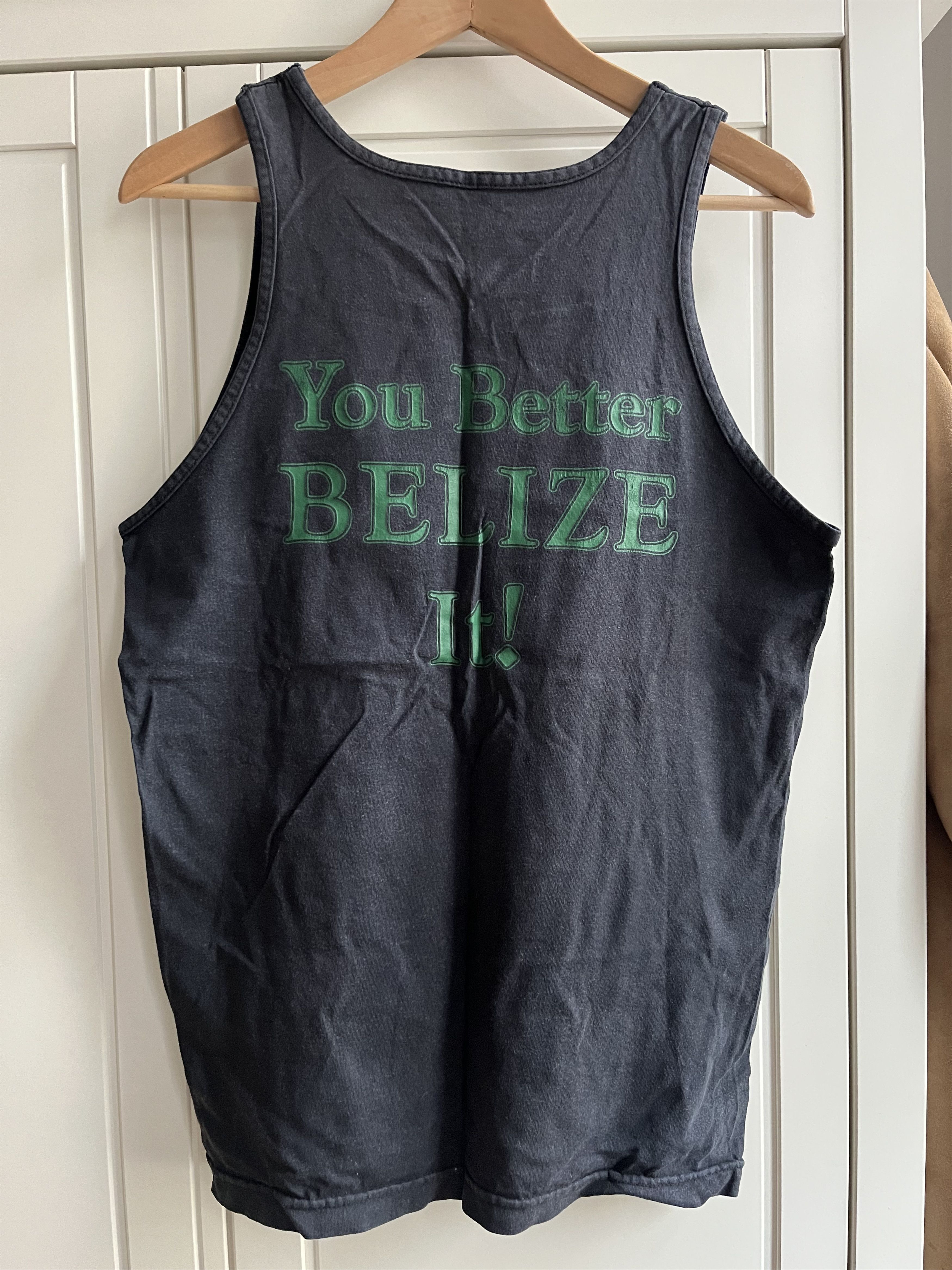 Vintage Belize Bier Tank Top Achselshirt Latino, Gr. M / L, schwarz Size US M / EU 48-50 / 2 - 2 Thumbnail