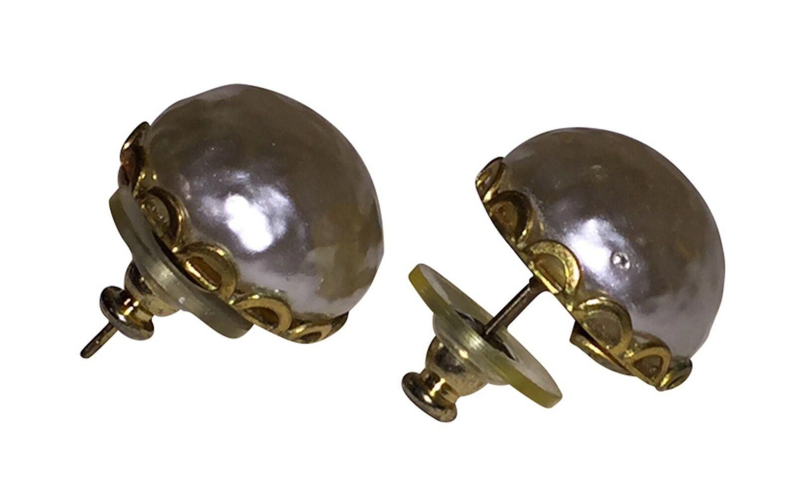 Designer Miriam Haskell Simulated Baroque Pearl Cabochon Earrings Size ONE SIZE - 3 Thumbnail