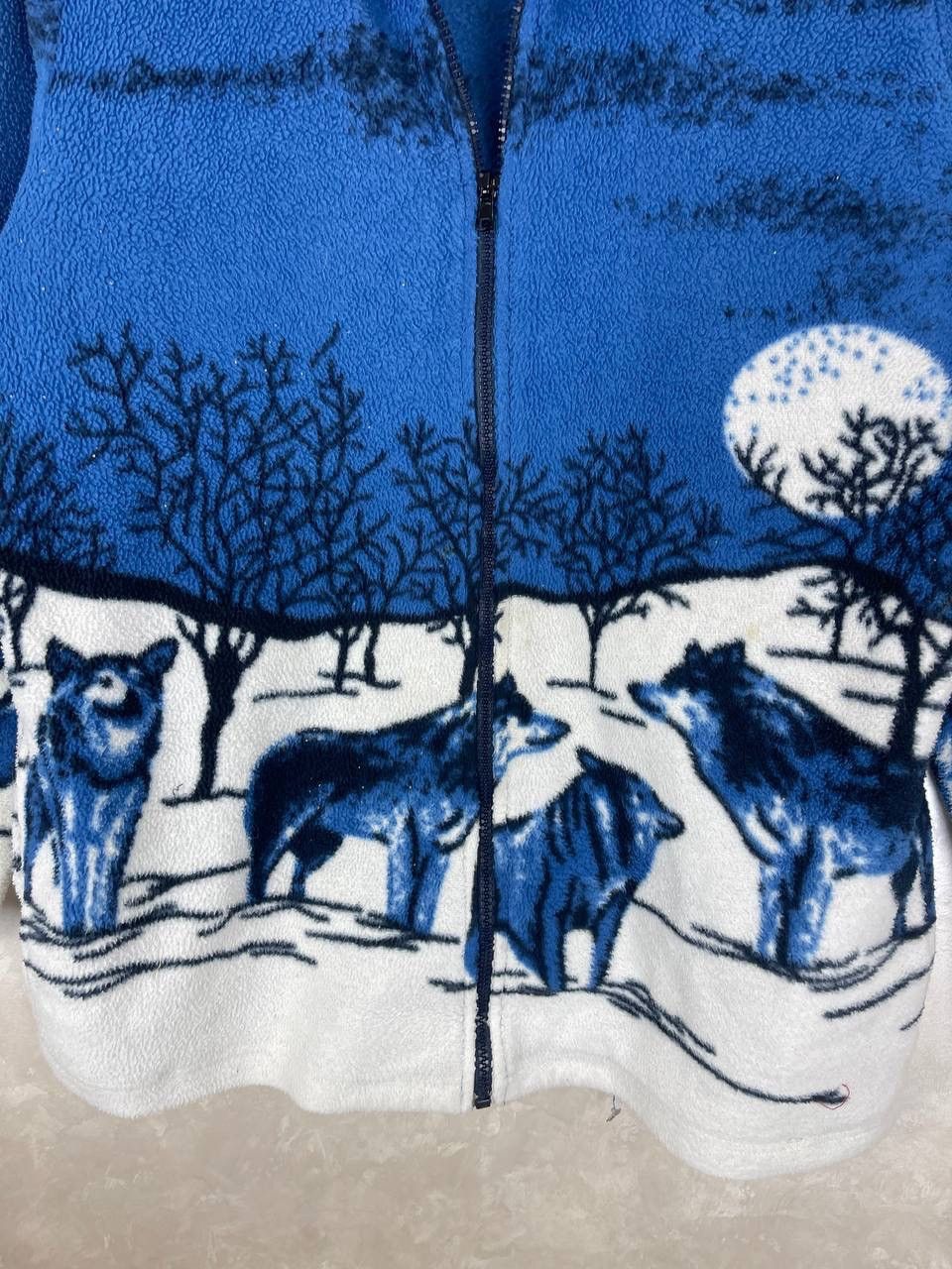 Other Vintage Fleece Jacket Wolf Print Zip Blue Size M Polyester Size M / US 6-8 / IT 42-44 - 4 Thumbnail