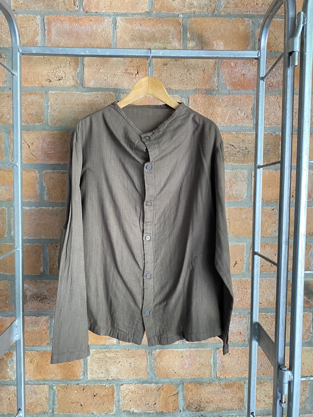 Plantation collarless shirt