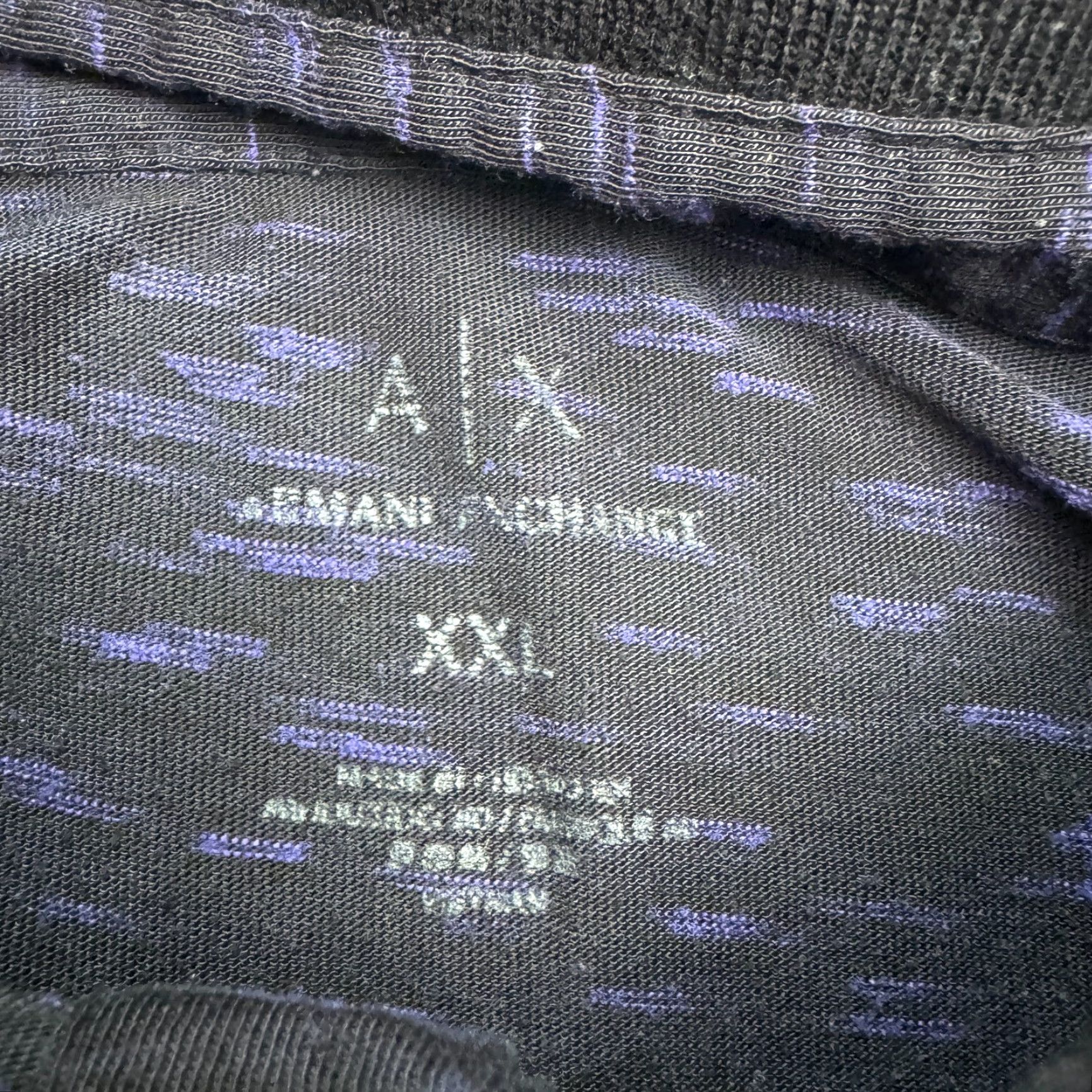 Armani Exchange Armani Exchange Space Dye Polo Shirt Mens XXL Black Purple Short Sleeve Pocket Shirt Size US XXL / EU 58 / 5 - 6 Thumbnail