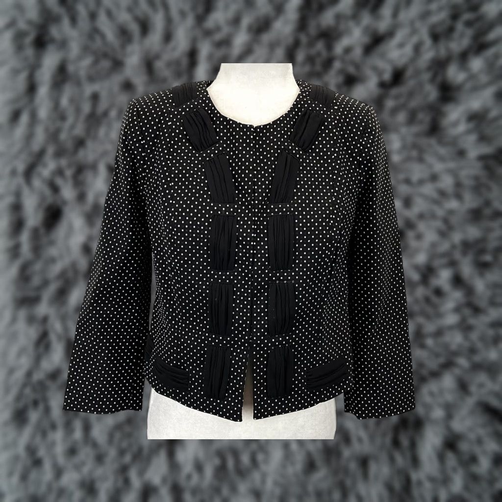Vintage CAbi Black Polka Dot Jacket Women's Size 2 Stretch 3/4 Sleeve Blazer Size XS / US 0-2 / IT 36-38 - 1 Thumbnail