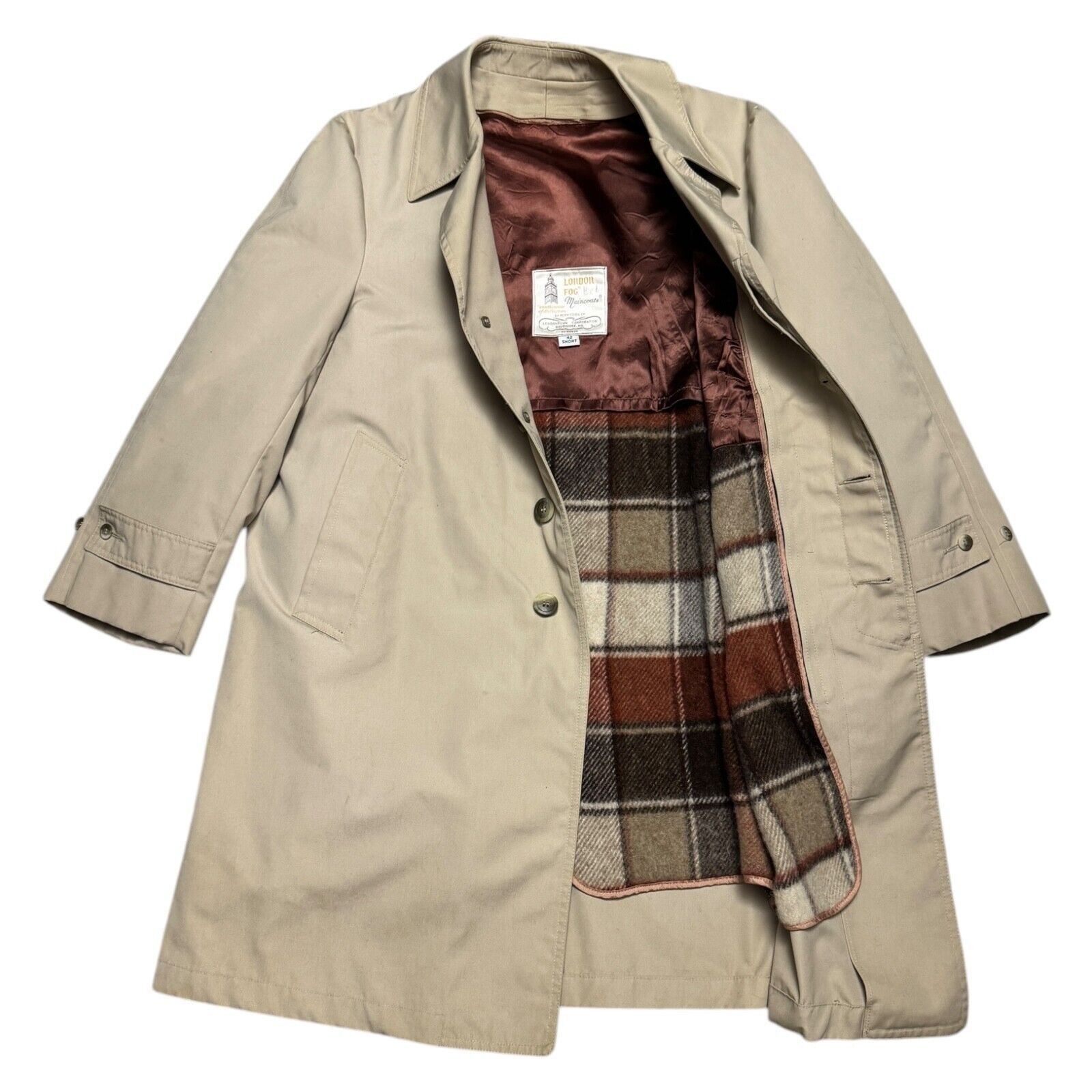 LONDON FOG MAINCOATS Vintage Retro Casual Trench Coat 42S