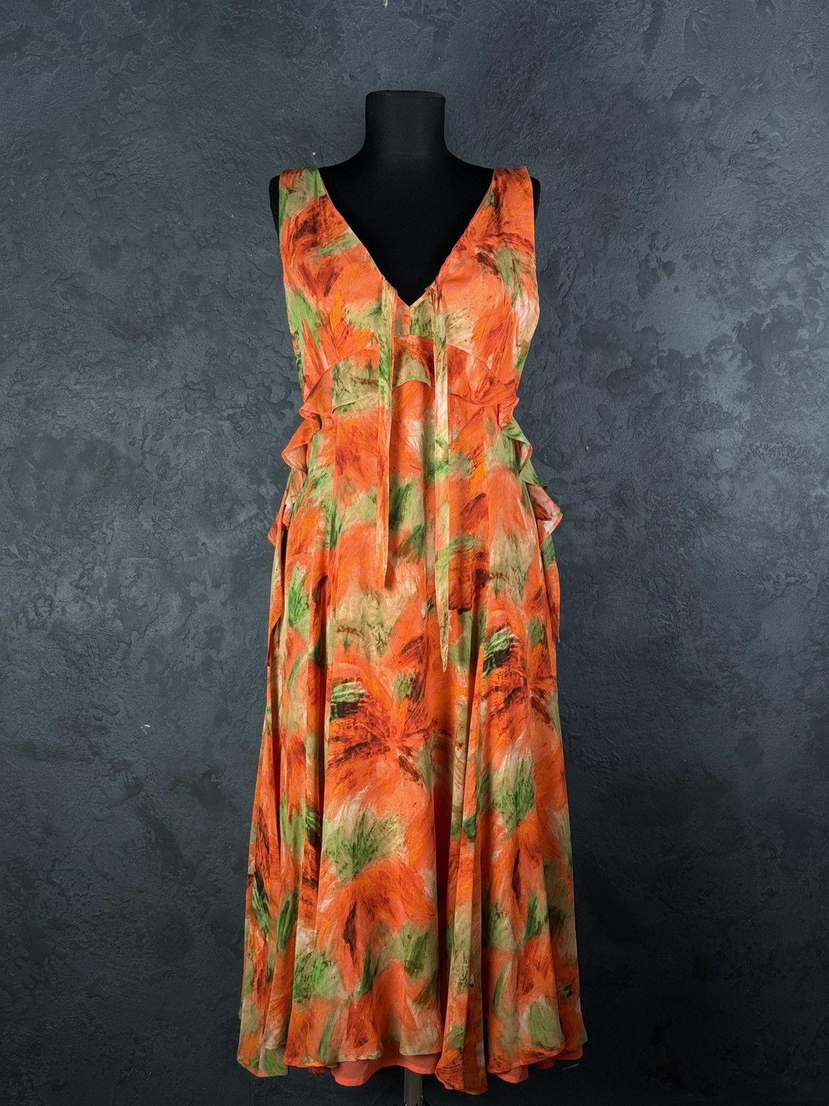 Max Mara Max Mara Studio Silk Midi Dress Floral Print Size XL / US 12-14 / IT 48-50 - 2 Thumbnail