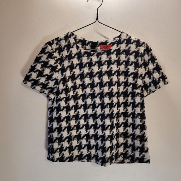 Hugo Boss Hugo boss Clady houndstooth top black and white size 4 Size S / US 4 / IT 40 - 1 Thumbnail