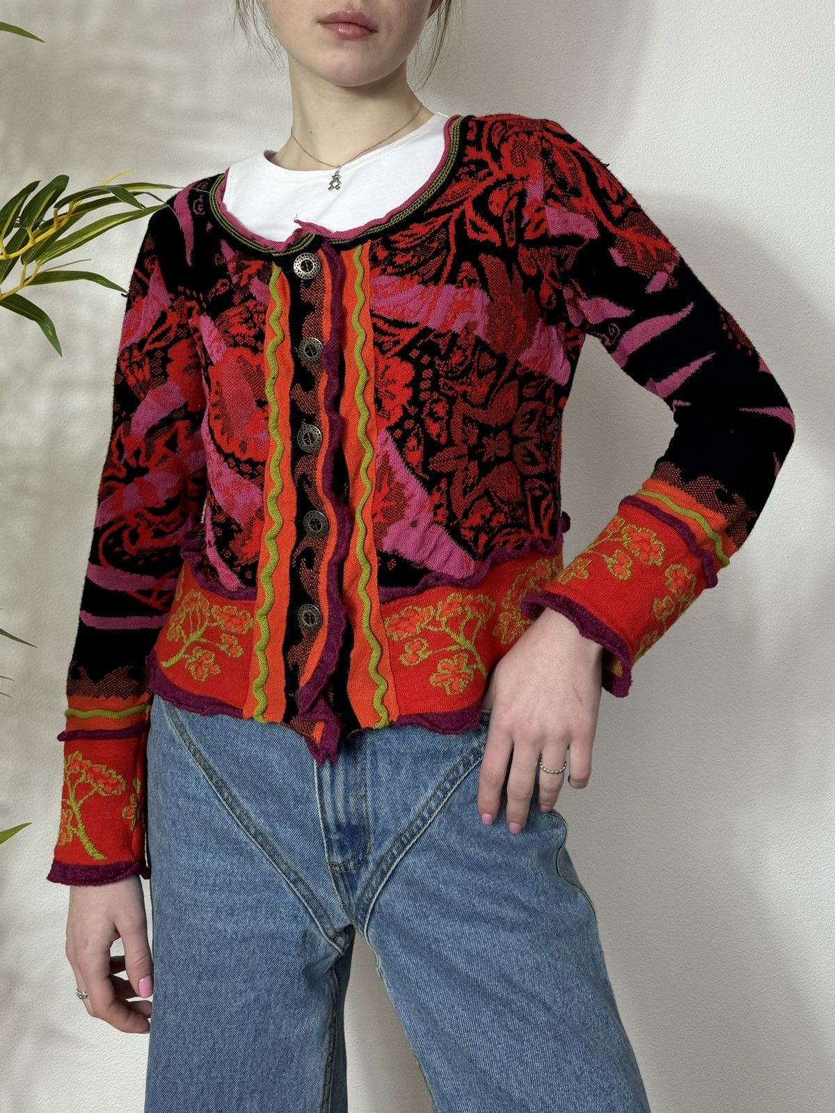 Vintage VINTAGE KNITTED PRINTED PATCHWORK CARDIGAN Size M / US 6-8 / IT 42-44 - 10 Thumbnail