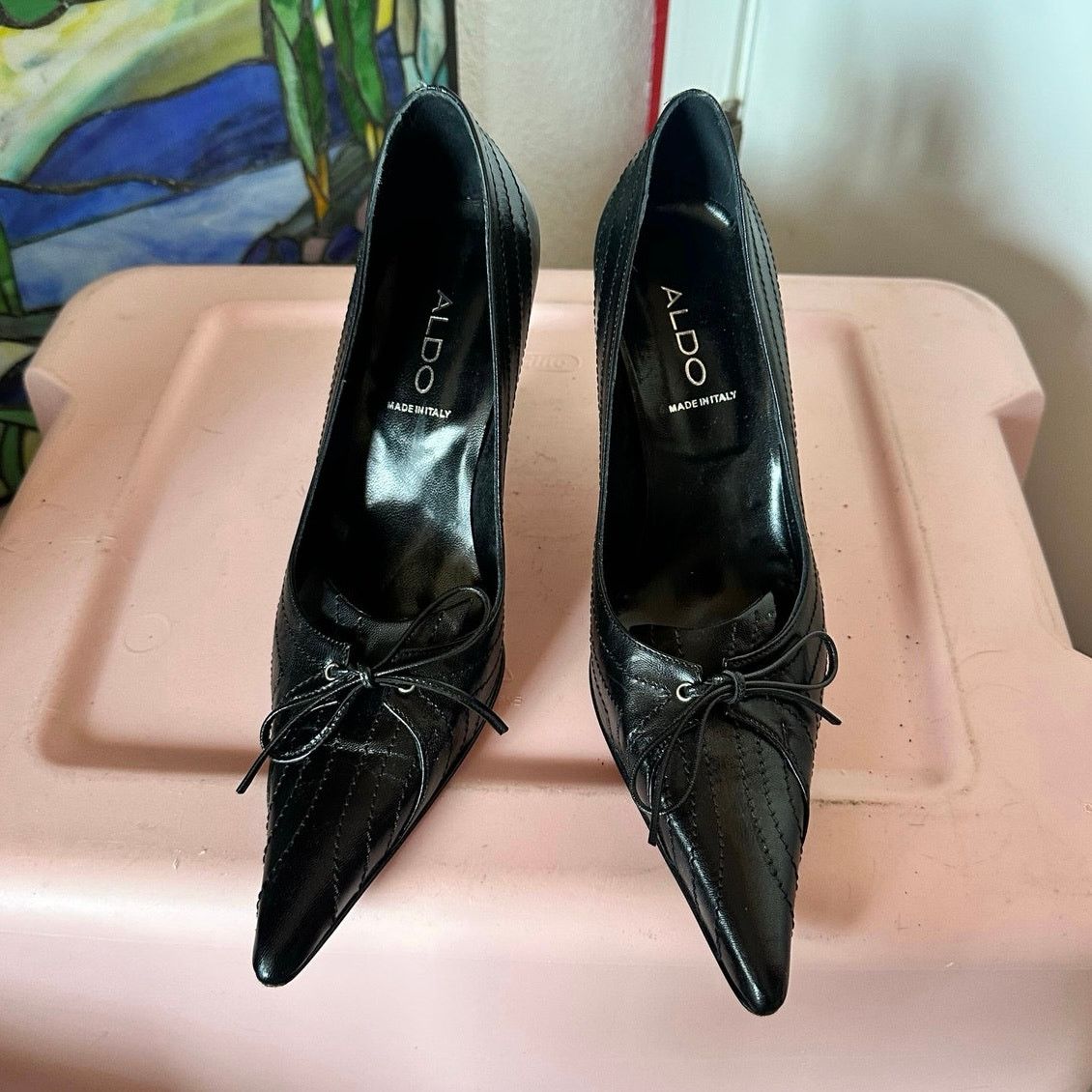 Aldo aldo black pointed stiletto heels shoes Size US 8 / IT 38 - 2 Thumbnail