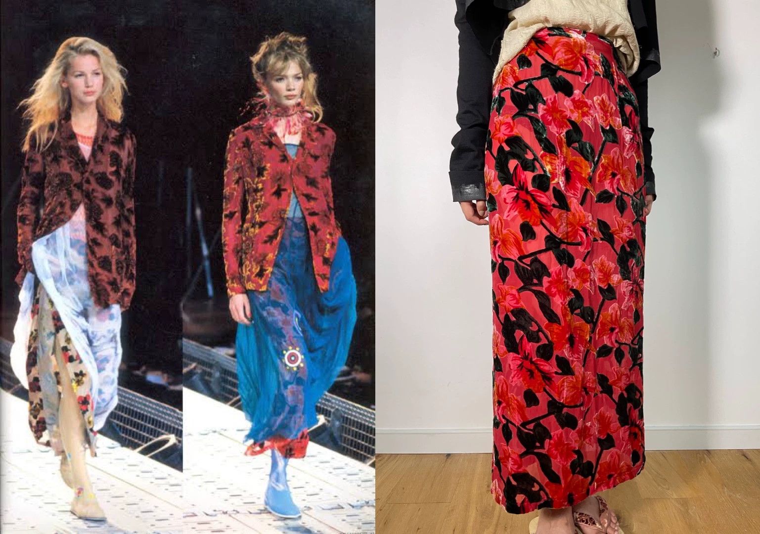 Yohji Yamamoto YOHJI YAMAMOTO 1997 Silk Burnout Velvet Skirt Size 25" / US 0 / IT 36 - 3 Thumbnail