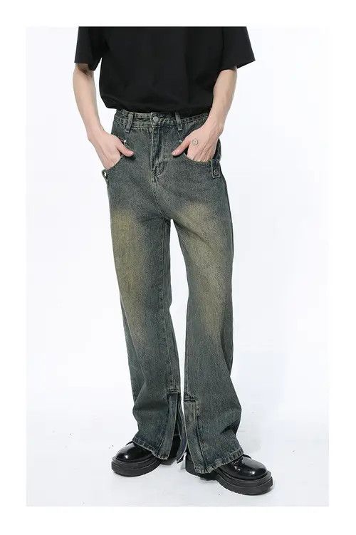 Other Blue Washed Distressed Zipper Jeans Size US 33 - 1 Thumbnail