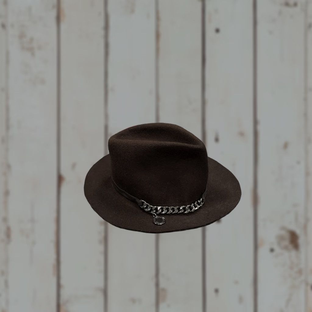 Stella McCartney VINTAGE Stella McCartney Chain-Trim Wool Felt Fedora Hat Women OS Brown Fedora Wool Felt Chain-Trim Italy New with tag Size ONE SIZE - 1 Thumbnail