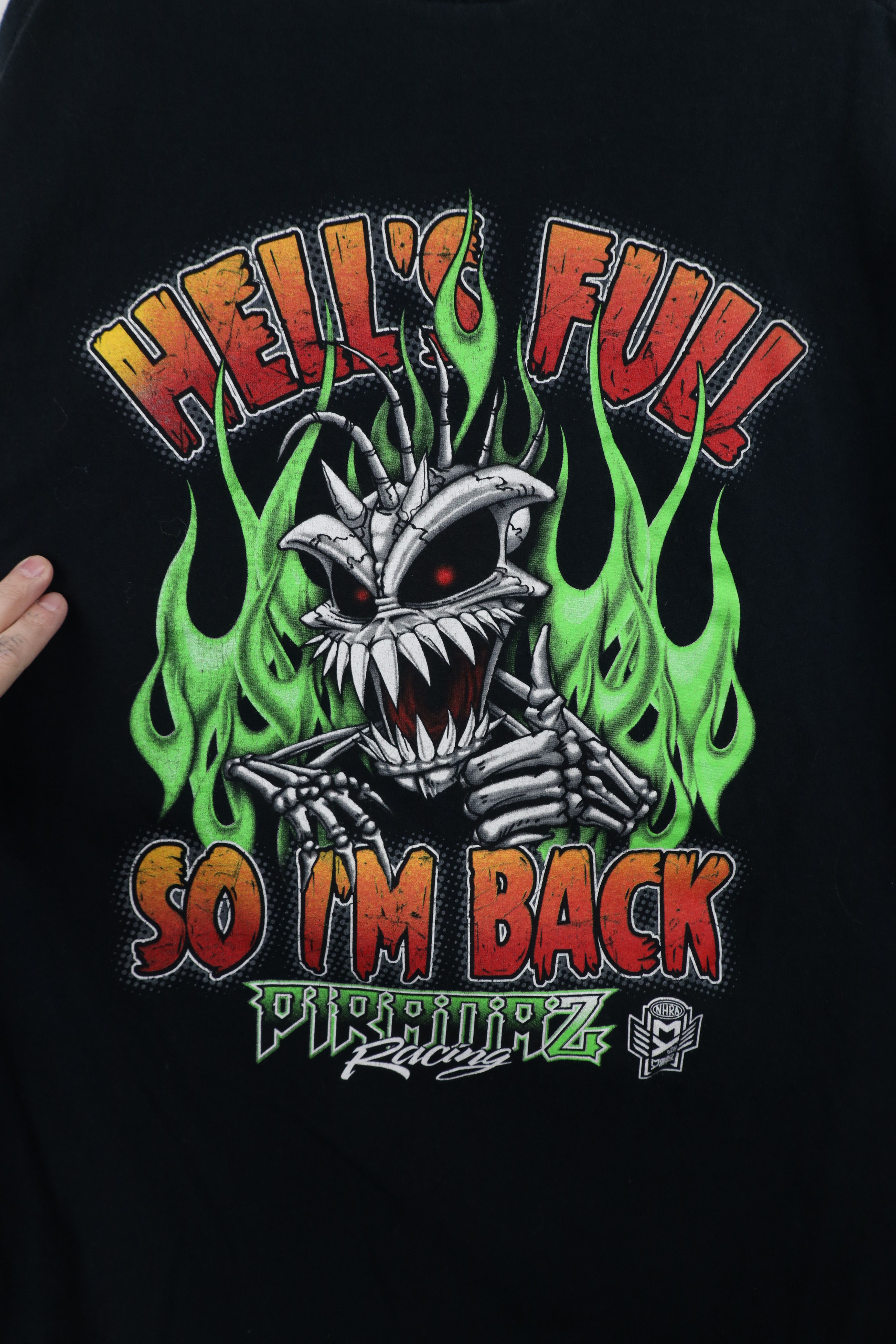 Vintage Vintage Y2K Hells Full So I'm Back Fire Flames T-Shirt Size US XXL / EU 58 / 5 - 7 Thumbnail