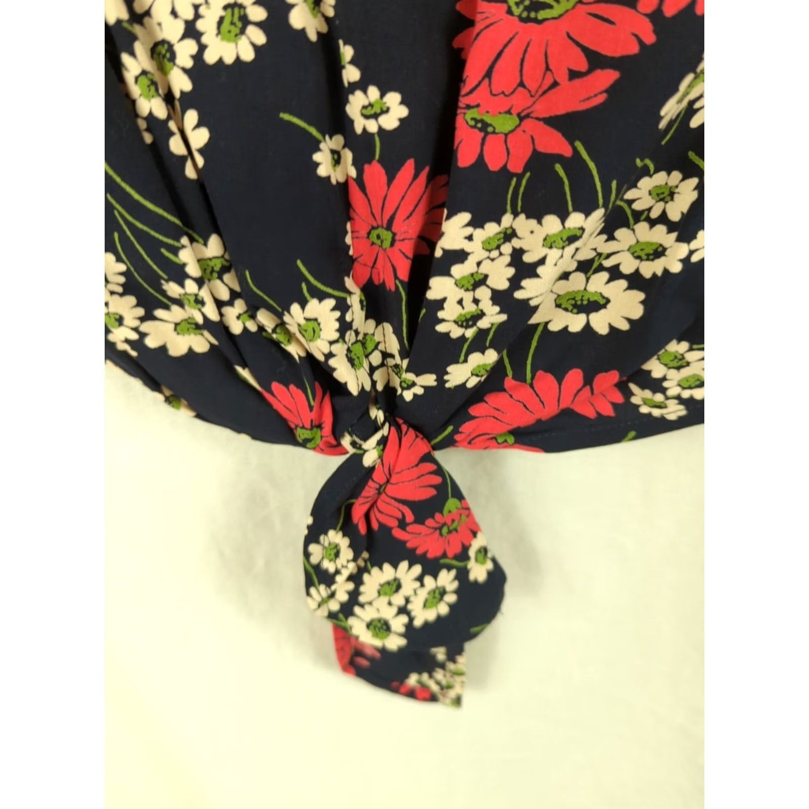Madewell Madewell Women Tie-Front Top Shirt Size S Blue Hillside Daisies Short Sleeve Feminine Casual Size S / US 4 / IT 40 - 3 Thumbnail