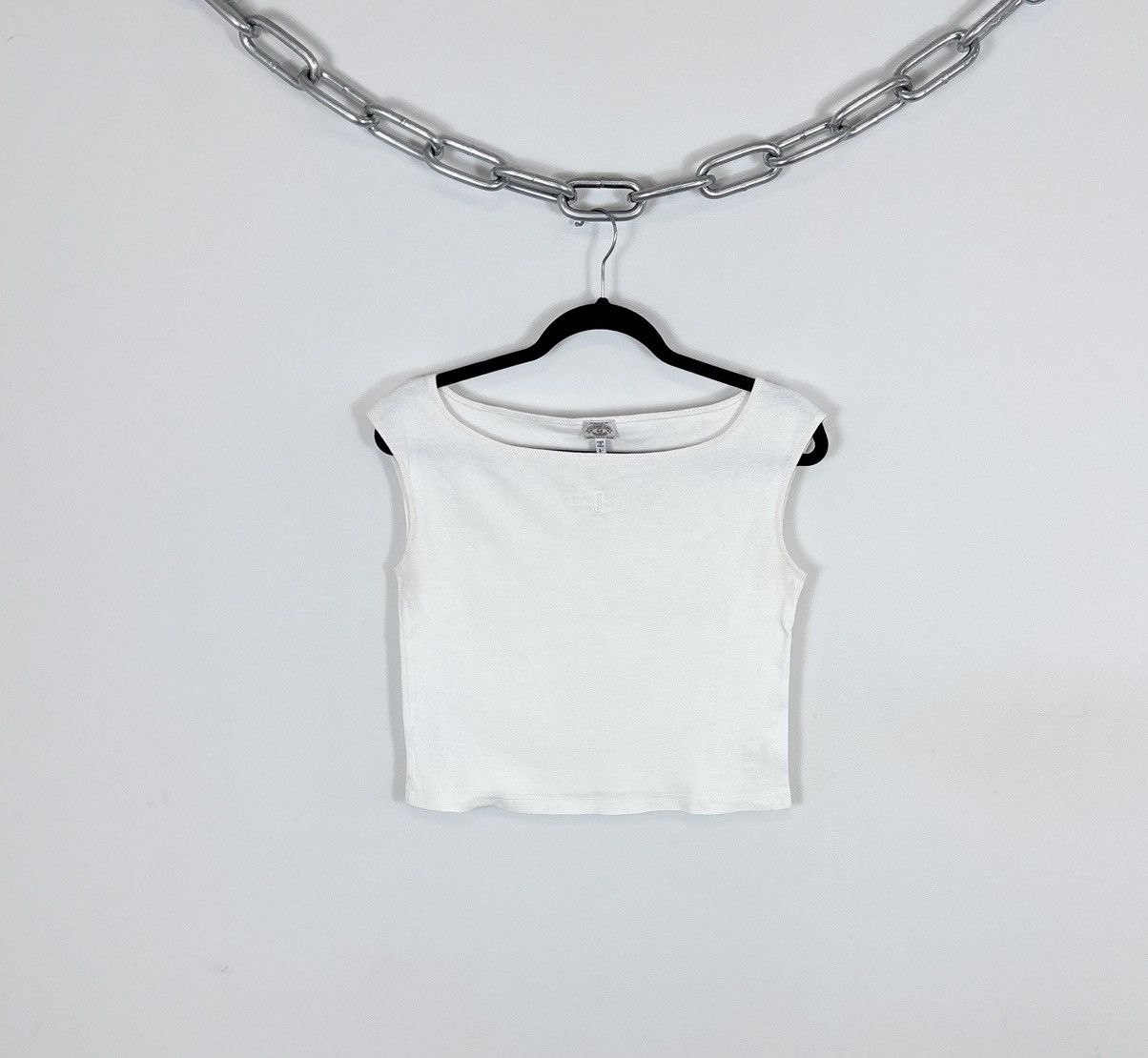 Armani Vintage Armani Jeans Women’s White Crop Top Tank Top Size L / US 10 / IT 46 - 1 Thumbnail