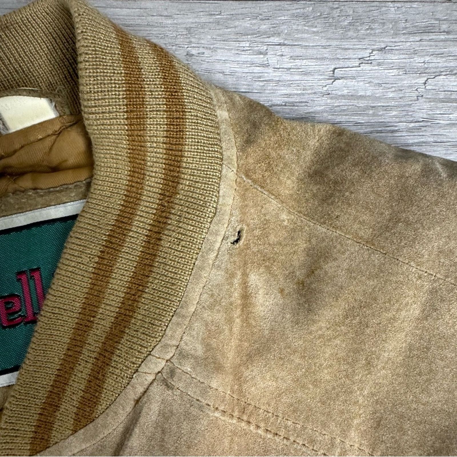 Vintage Vintage 90s Distressed Suede Bomber Jacket Grunge Size US L / EU 52-54 / 3 - 6 Thumbnail
