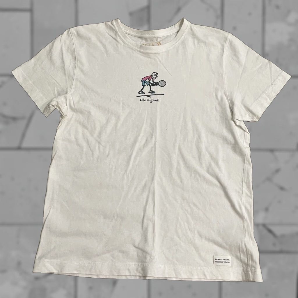 Life is Good VINTAGE Life Is Good Tennis Graphic T-Shirt Women Size M White Casual Size M / US 6-8 / IT 42-44 - 1 Thumbnail