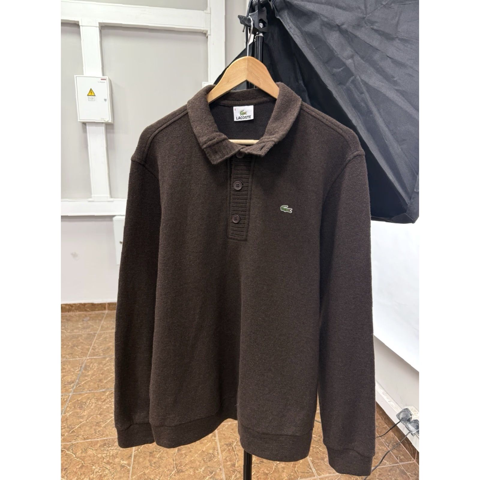 Lacoste VINTAGE Lacoste Wool Brown Sweater 90s Pullover Made in France XL Men Brown 90s Y2K Wool Sweater Lacoste Mens XL Size US XL / EU 56 / 4 - 2 Thumbnail