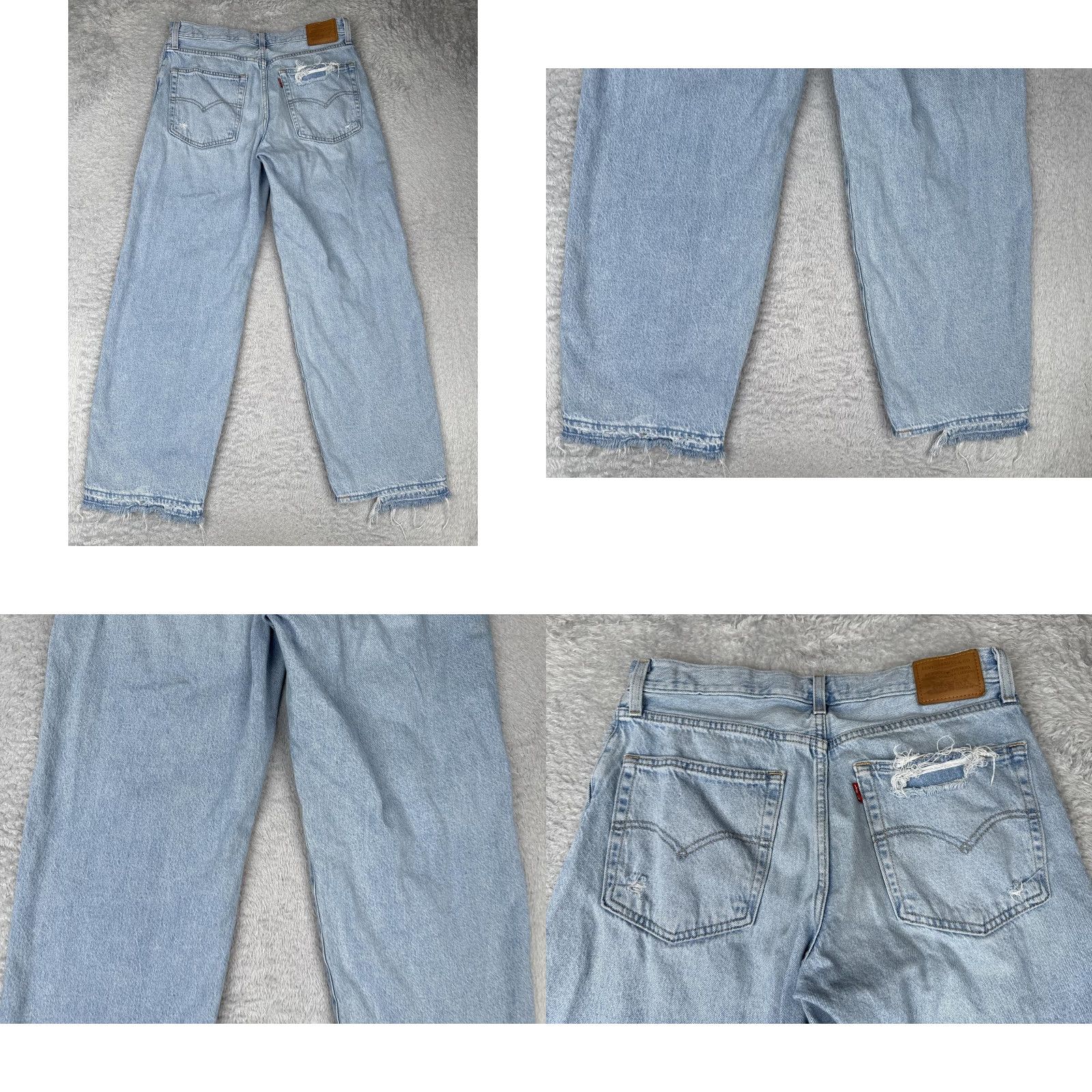 Levi's Levis Premium Jeans Baggy Dad 29x30 Light Wash Blue Distressed Ripped 90s Womens Size 29" - 10 Thumbnail