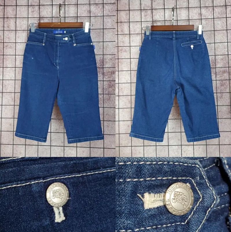 Burberry Burberry Blue Cotton Blend Logo Casual Pants Size 23" - 1 Thumbnail