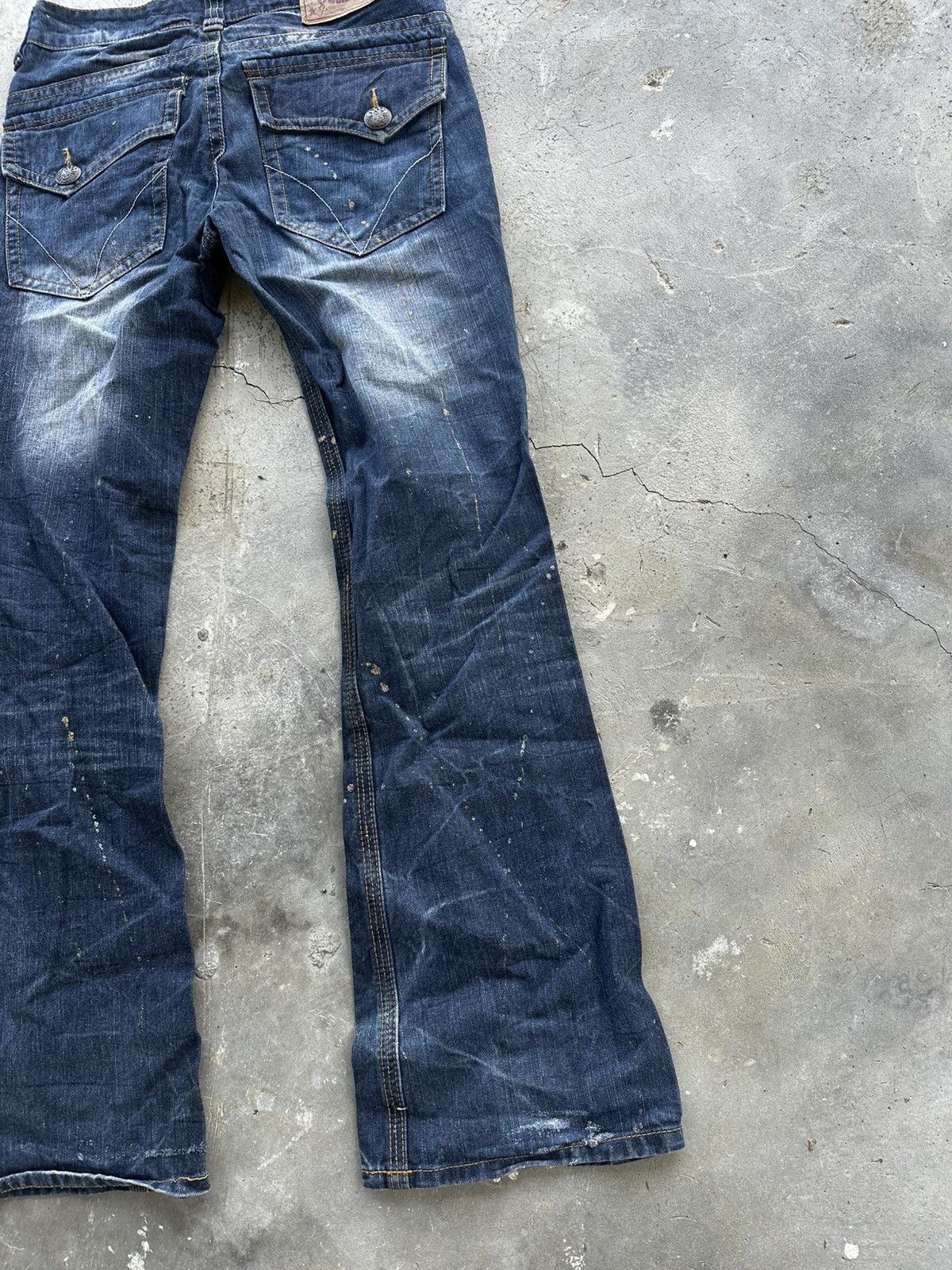Le Grande Bleu (L.G.B.) Original Jeans Skull Flare Distressed Denim Size US 32 / EU 48 - 12 Thumbnail