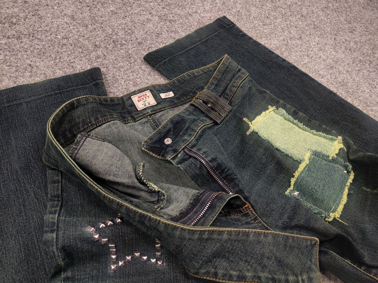 Miss Sixty Vintage Miss Sixty roxy Low Rise Flared patchwork Jeans Y2K Size 31" - 16 Thumbnail
