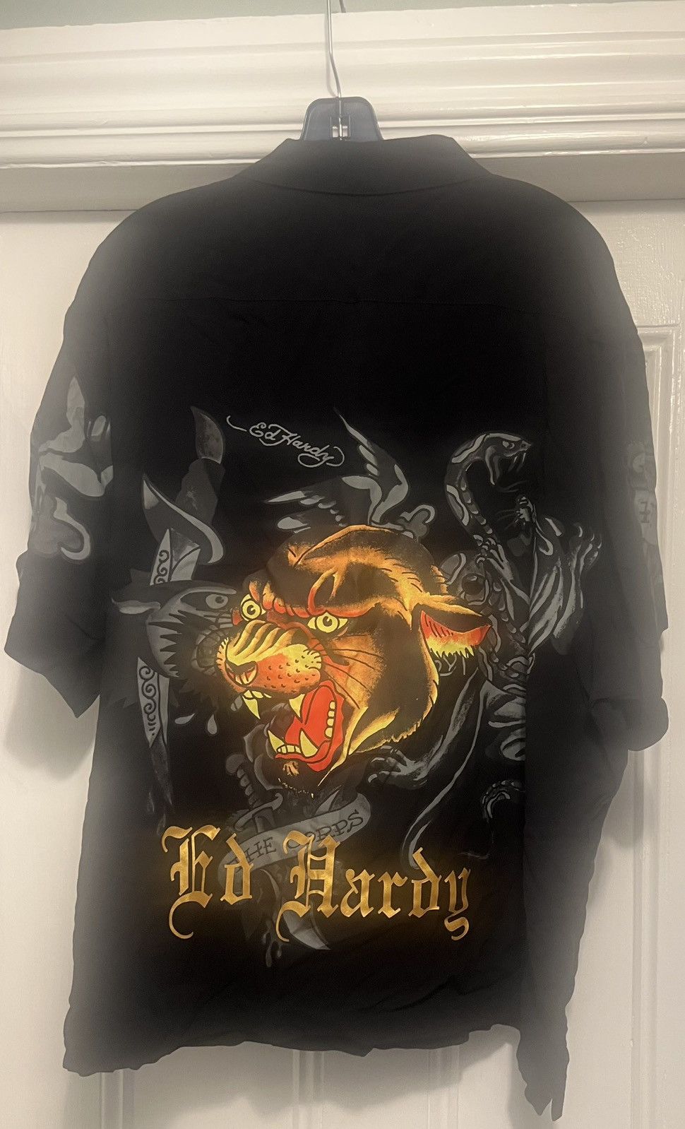 Ed Hardy Authentic Ed Hardy Woven Camp Shirt Black Grey XL The Corp Size US XL / EU 56 / 4 - 6 Thumbnail