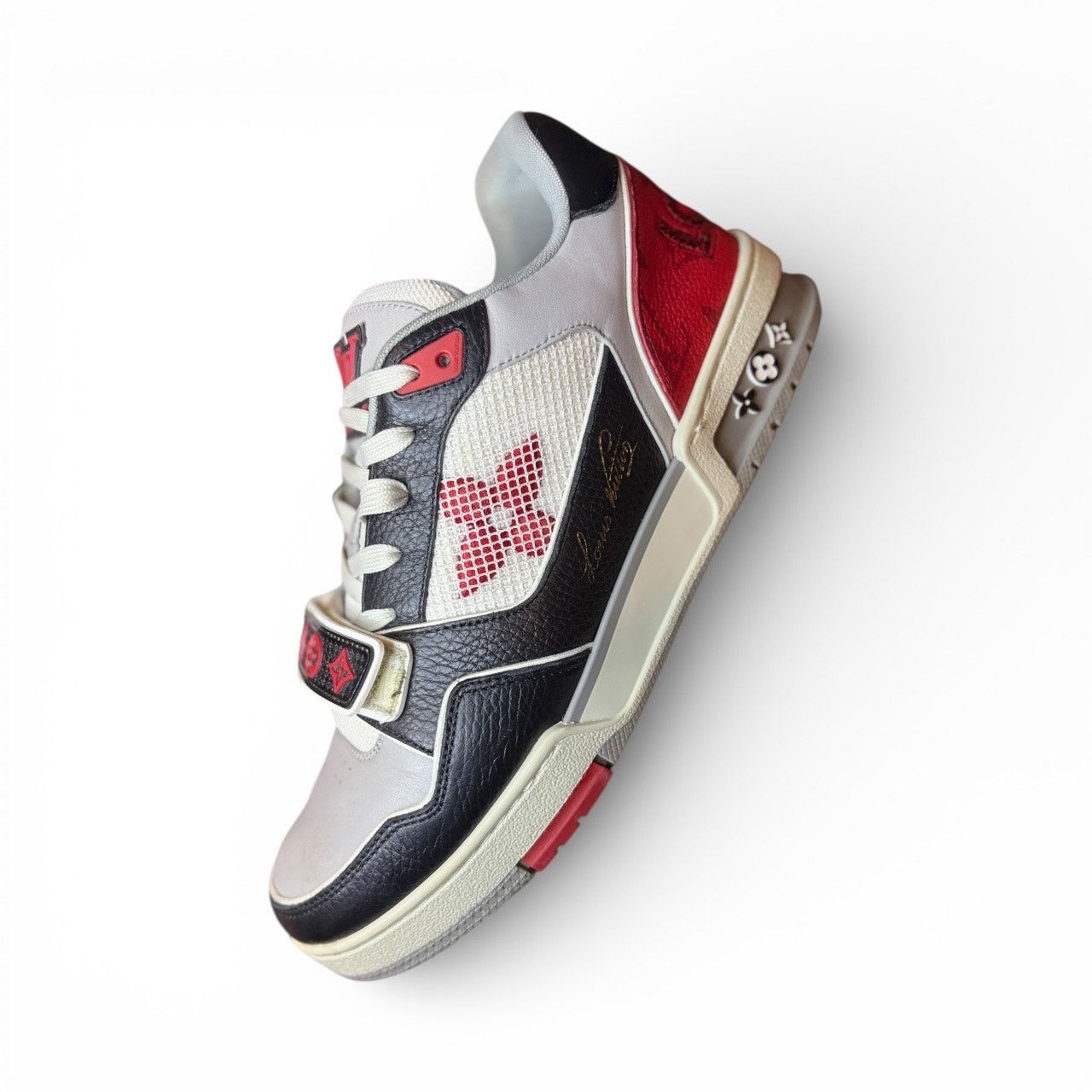 Louis Vuitton Louis Vuitton Trainer Strap Black Grey Red 1AC4ZU | Size 7LV Size US 8 / EU 41 - 3 Thumbnail