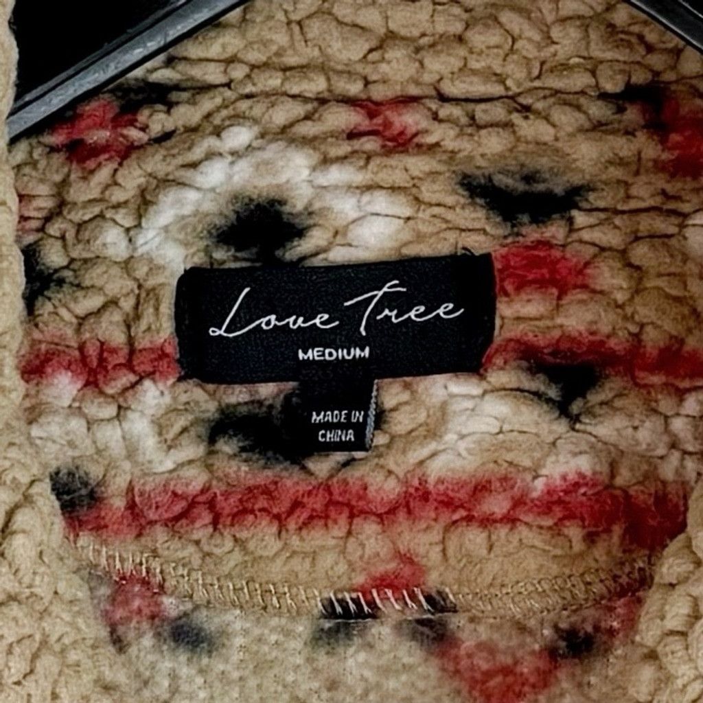 Other LOVE TREE Women's Tan Short Sherpa Aztec Pullover 1/4 Zip M Size M / US 6-8 / IT 42-44 - 5 Thumbnail