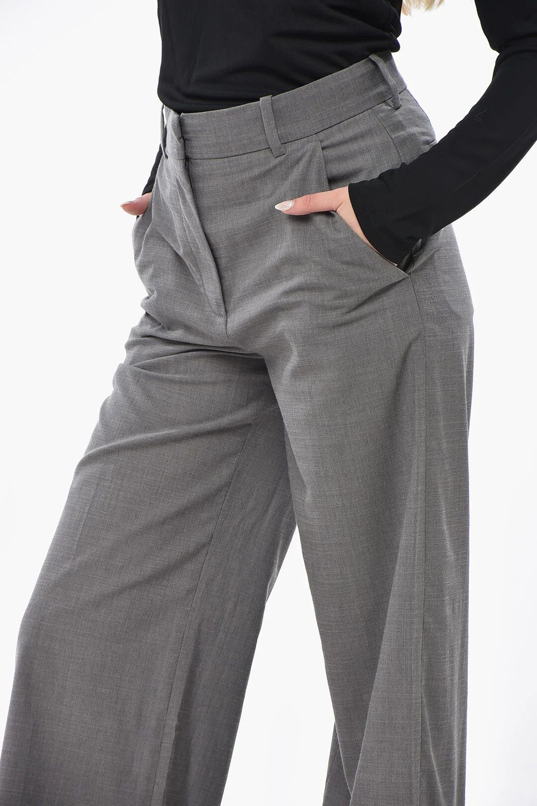 Kenzo og1mm0426 Wool Palazzo Pant in Grey Size 30" / US 8 / IT 44 - 3 Thumbnail