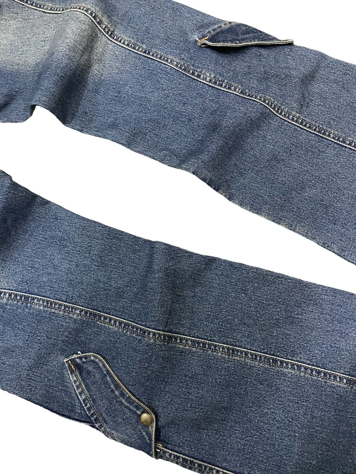 If Six Was Nine × KMRii × Le Grande Bleu (L.G.B.) Modernistic Japan Laser Wash Flared Cargos Jeans Size US 29 - 11 Thumbnail