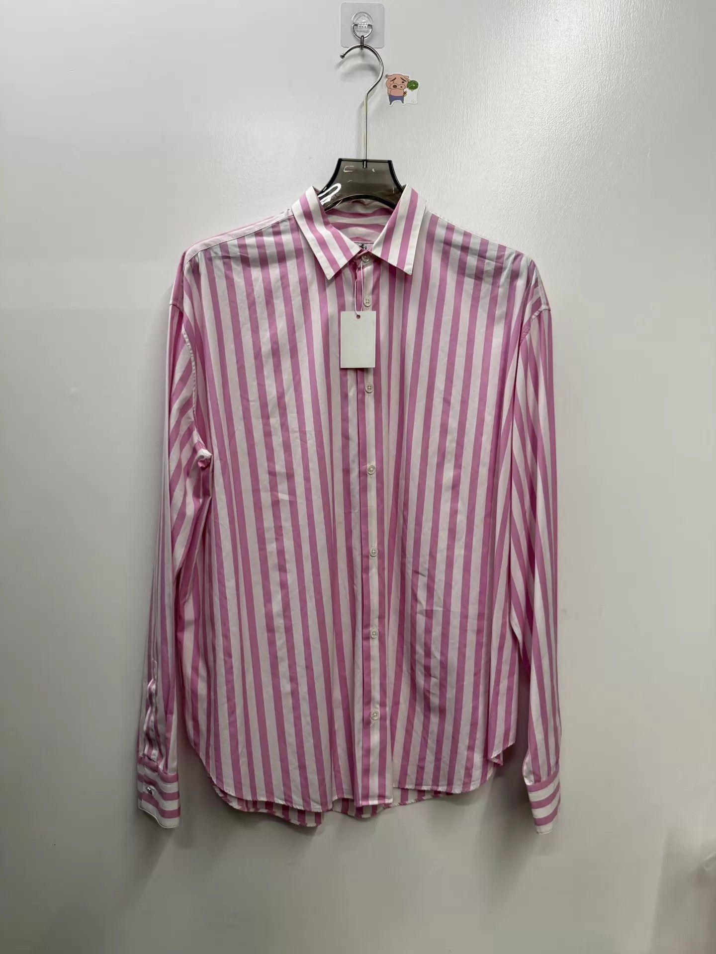 Hermes Pink and White Striped Long Sleeve Button-Up Shirt Size US M / EU 48-50 / 2 - 1 Thumbnail