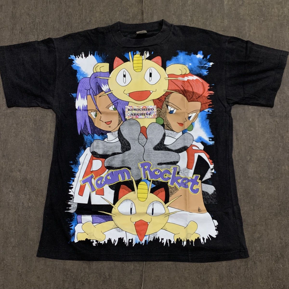 image of Pokemon X Team Rocket X Anime Tees X X Fan Botlegg in Faded Black, Men's (Size XL)