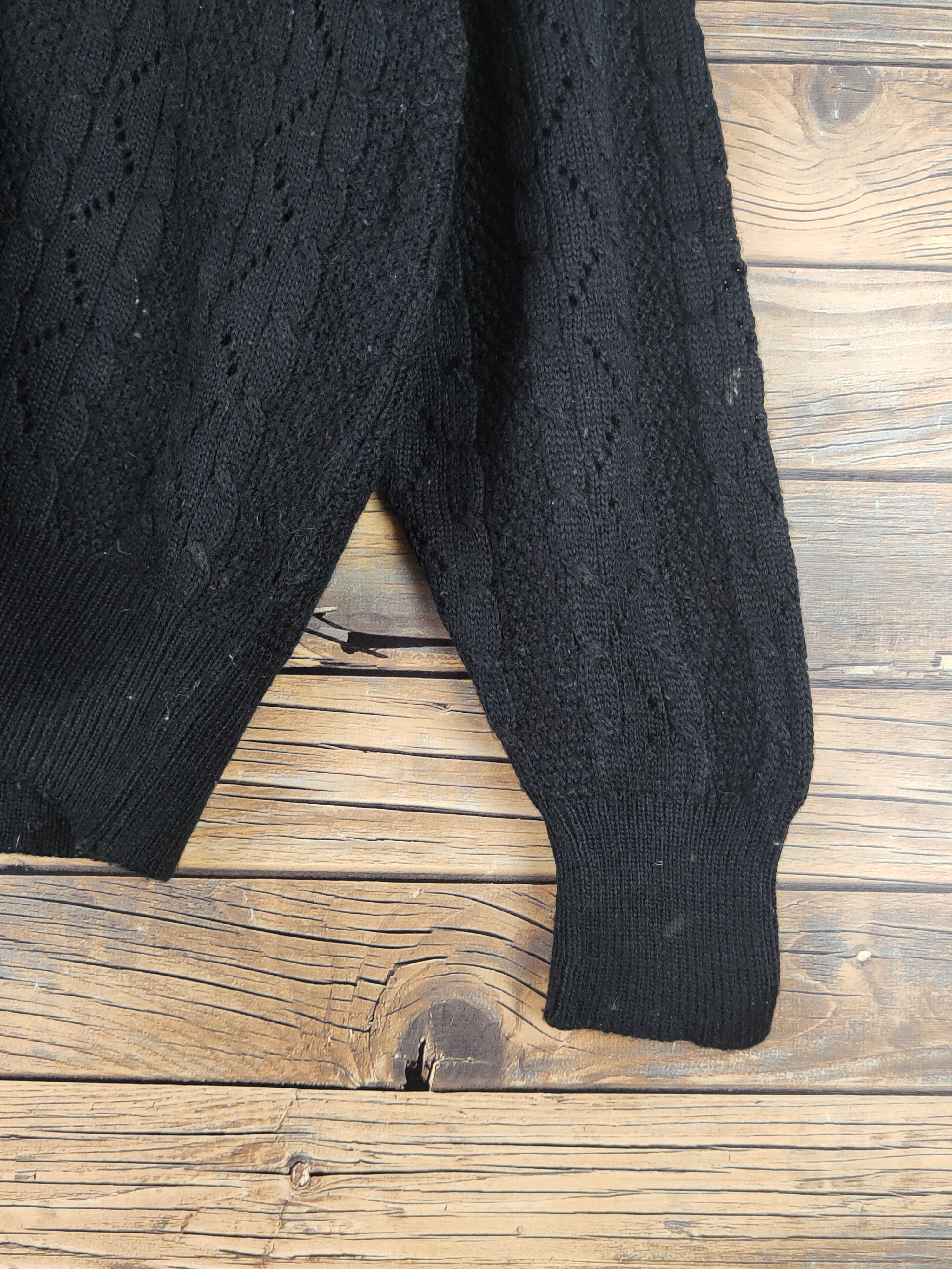 Aran Isles Knitwear × Japanese Brand More Criss Black Knitwear Cardigan #W1216 Size M / US 6-8 / IT 42-44 - 6 Thumbnail