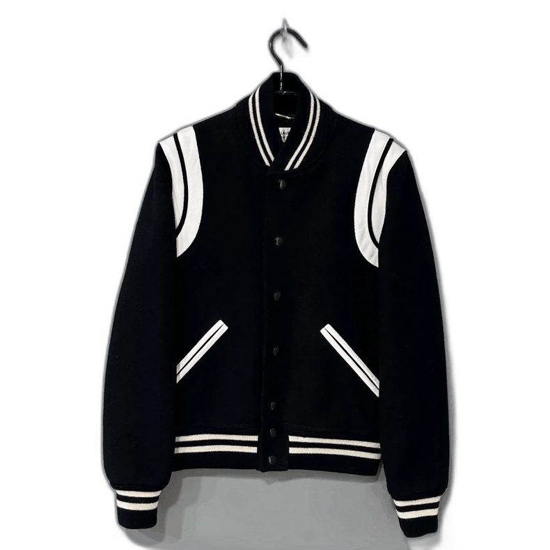 Saint Laurent Paris Classic Black and White Varsity Jacket-2507 Size S / US 4 / IT 40 - 6 Thumbnail