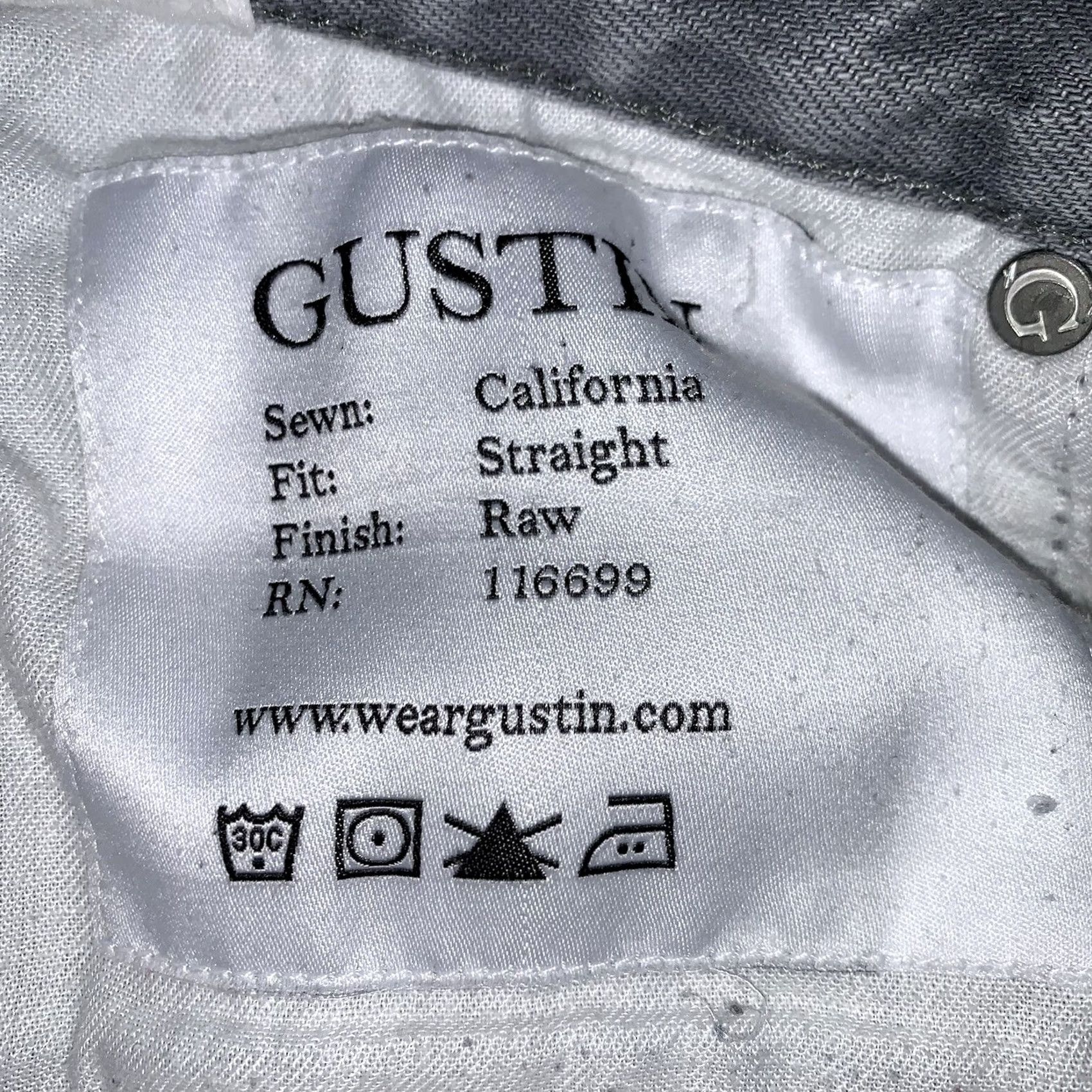 Gustin Gustin Jeans Gray Denim Selvedge Slim Fit Raw Button Fly Size 29x31 Finish Size US 29 - 7 Thumbnail