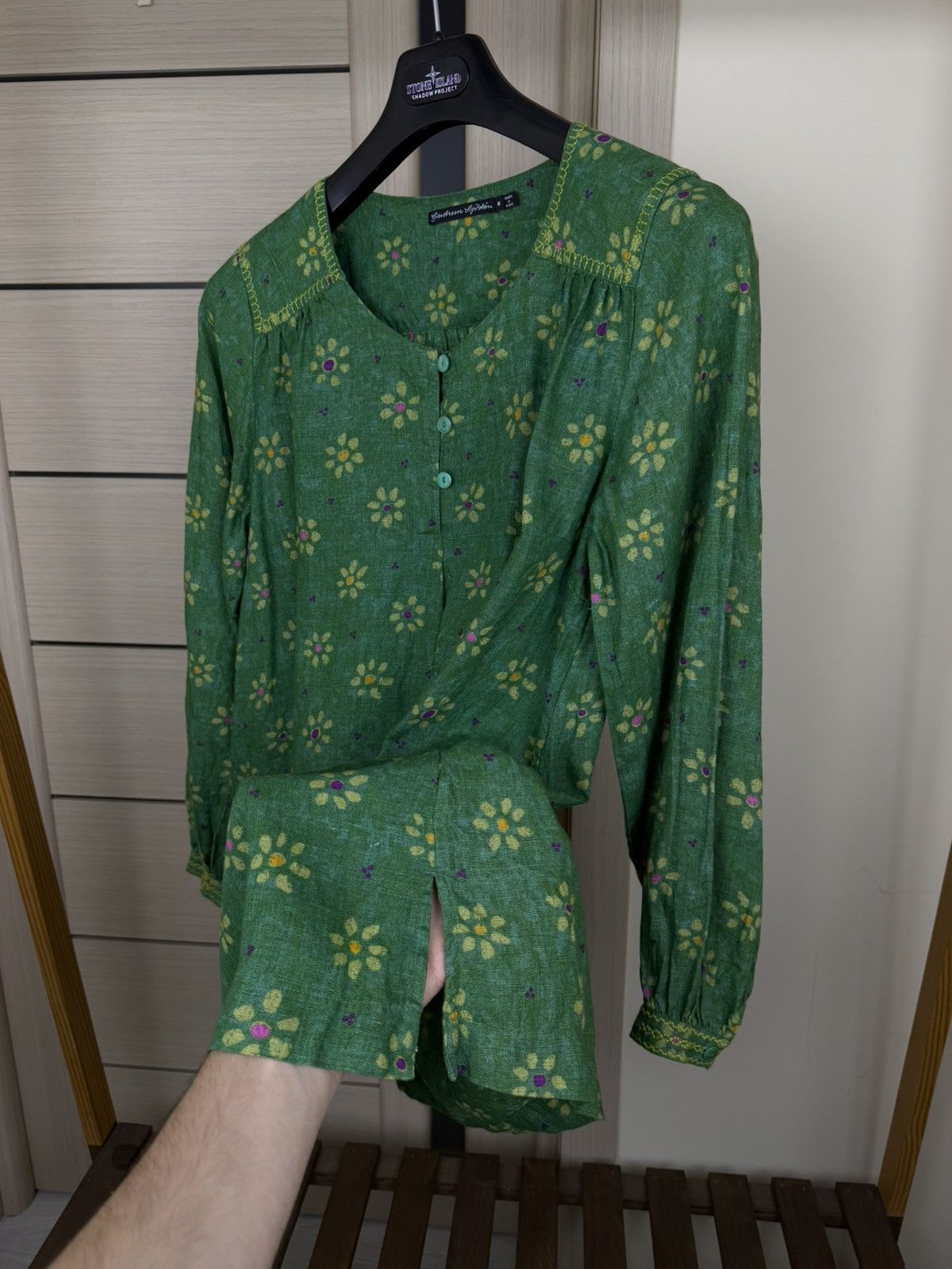 Gudrun Sjoden gudrun sjöden green linen flower print tunic blouses shirt Size M / US 6-8 / IT 42-44 - 5 Thumbnail