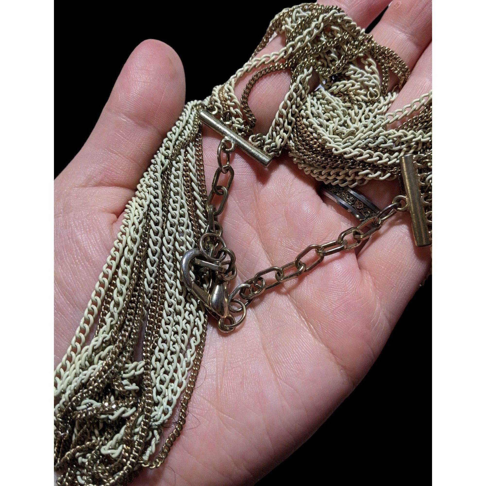 Other Gold And White Multilayer Chain Necklace Size ONE SIZE - 3 Thumbnail
