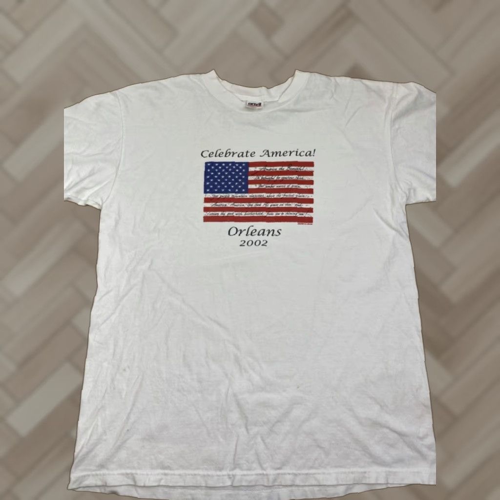 Anvil VINTAGE Celebrate America Orleans 2002 White T Shirt Anvil Graphic Tee Unisex Size L Size US L / EU 52-54 / 3 - 1 Thumbnail