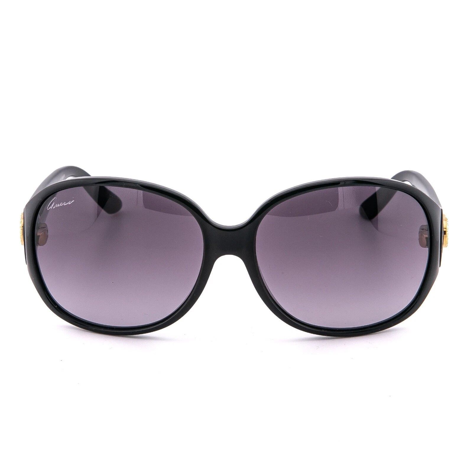 Gucci GUCCI 3623 Black Leather Gold Oval Sunglass GG3623NKS GG3623 Size ONE SIZE - 4 Thumbnail